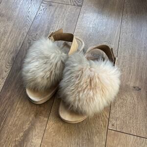 UGG Holly Sheepskin Platform Sandals Soft Ochre Yellow Women's 6